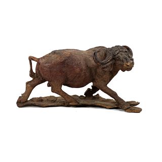 African Ironwood Carved Cape Buffalo Sculpture