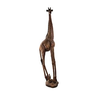 Large African Ironwood Carved Giraffe Sculpture