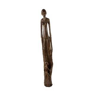 African Ironwood Carved Mother and Child Sculpture