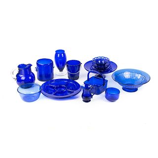 Grouping of Cobalt Blue Glass Dish and Serveware