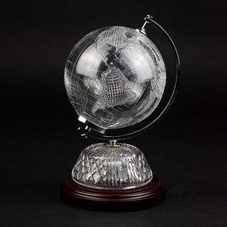 Waterford Cut Crystal World Globe with Wood Base