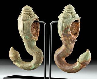 12th C. Khmer Bronze Palanquin Hooks (pr)