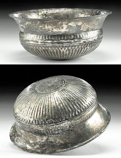 Ancient Persian Achaemenid Silver Libation Bowl