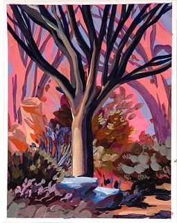 Raychael Stine, Spring tree in the bosque, March 2021, 8.5 x 11 inches