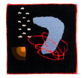 Jackie Riccio, The Red Thread, 2021, wool, tuft, 16 x 16 inches