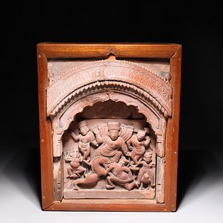 Antique Indian Terracotta Wall Temple Carving