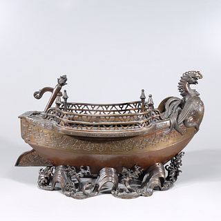 Japanese Bronze Boat Sculpture
