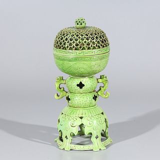 Chinese Green Glazed Porcelain Incense Burner
