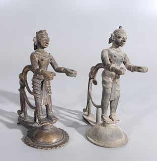 Group of Two Antique Indian Bronze Incense Holders