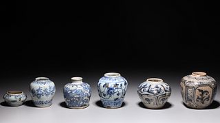 Lot of Six Antique Chinese Ceramic Vases