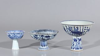 Group of Three Chinese Blue & White Ceramics