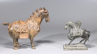Two Chinese Archaistic Bronze Horses