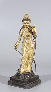Chinese Gilt Metal Bodhisattva Statue