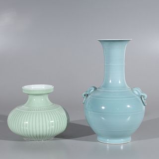 Two Chinese Celadon Glazed Vases