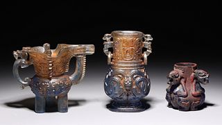 Three Chinese Archaistic Glass Objects