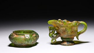 Two Chinese Glass Archaistic Vessels