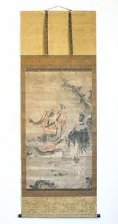 Chinese Ink & Color Hand Painted Scroll