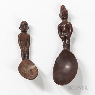 Two Philippine Carved Wood Spoons