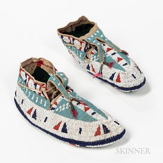 Pair of Plains Fully Beaded Moccasins