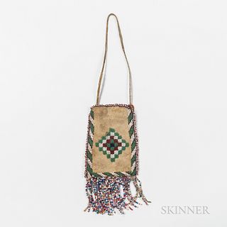 Small Apache Beaded Hide Pouch