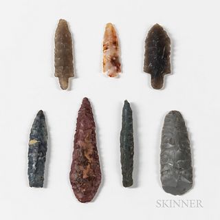 Seven Prehistoric Eskimo Stone Arrowheads