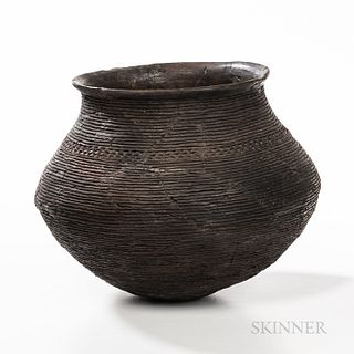 Large Chaco Corrugated Pottery Jar