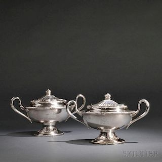 Pair of George III-style Sterling Silver Sauce Tureens and Covers