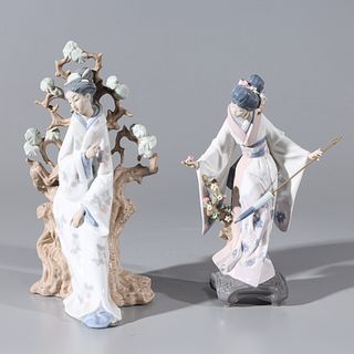 Two Porcelain Geisha Figures by Lladro