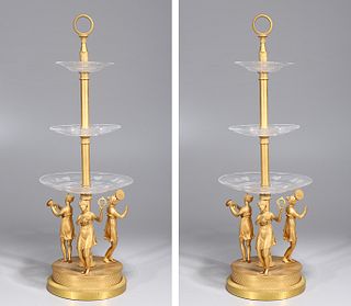 Pair of Gilt & Glass Three-Tier Stands