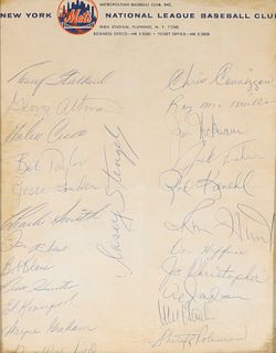 Framed Signatures of the 1964 New York Mets Baseball Team