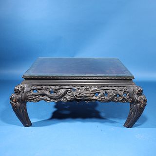 Japanese Art Nouveau Carved Wood Dragon Table