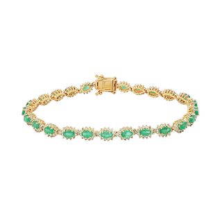 Emerald and Diamond 14KT Yellow Gold Bracelet