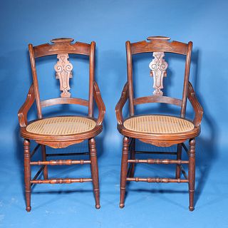 Pair of Early 20th Century American Carved Wood Chairs