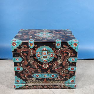 Chinese Enameled Dragon Chest