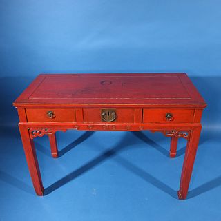 Antique Chinese Painted Red Console Table