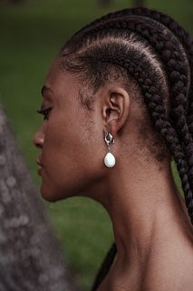 Art Deco Platinum Diamond Pearl Earring