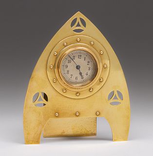 Vienna Secessionist Brass Cutout Clock c1900s
