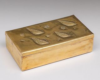 Swiss Arts & Crafts Hammered Brass Box c1905