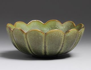 Fulper Pottery Matte Cucumber Green Fruit Bowl c1910s