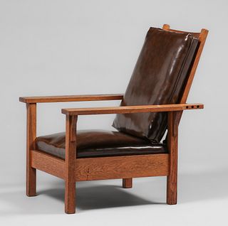 Gustav Stickley #346 Open-Arm Morris Chair c1912