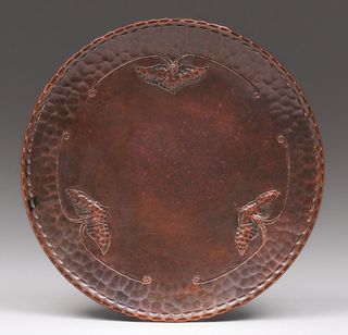 Early Craftsman Studios Hammered Copper Card Tray c1920