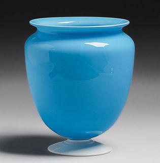 Large Steuben Blue Glass Vase