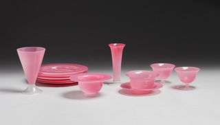 Stueben Pink Art Glass 11 Pieces