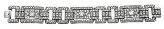 Platinum Diamond Link Bracelet to include 3 rectangular shaped links alternating with 5 Gucci style ling connected with 3 square shaped hinged links; 