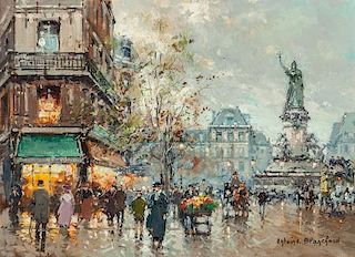 Antoine Blanchard (French, 1910-1988) Place de la République Oil on canvas