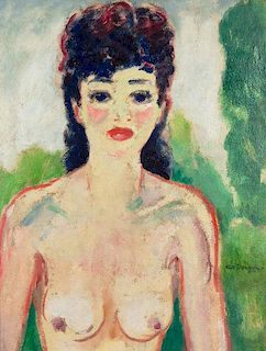 Kees van Dongen (Dutch, 1877-1968) Femme au buste nu, circa 1920 Oil on bo