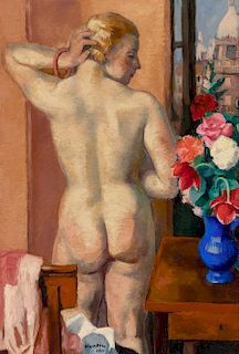 Charles Kvapil (Belgian, 1884-1957) Nu debout, June 18, 1934 Oil on canvas
