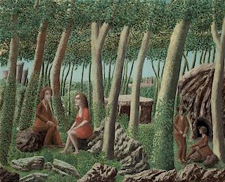 André Bauchant (French, 1873-1958) Four Figures in a Forest, 1930 Oil on