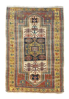 Antique Fakhralou Kazak Rug, 3’ x 4’10”