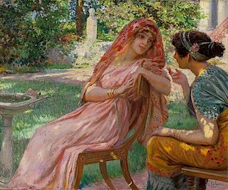 Georges Antoine Rochegrosse (French, 1859-1938) Beauties in a Garden Oil
